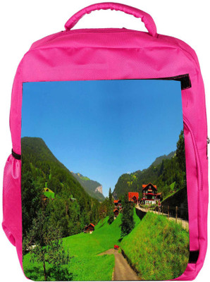 

Snoogg Eco Friendly Canvas Red Houses Designer Backpack Rucksack School Travel Unisex Casual Canvas Bag Bookbag Satchel 5 L Backpack(Pink)