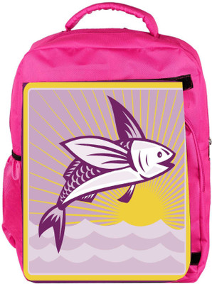 

Snoogg Eco Friendly Canvas Flying Fish At Sea Ocean Square Retro Backpack Rucksack School Travel Unisex Casual Canvas Bag Bookbag Satchel 5 L Backpack(Pink)
