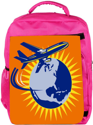 

Snoogg Eco Friendly Canvas Commercial Jet Plane Airliner Flying Globe Backpack Rucksack School Travel Unisex Casual Canvas Bag Bookbag Satchel 5 L Backpack(Pink)