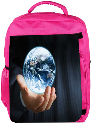 

Snoogg Eco Friendly Canvas Earth Globe Backpack Rucksack School Travel Unisex Casual Canvas Bag Bookbag Satchel 5 L Backpack(Pink)