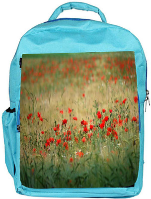 

Snoogg Eco Friendly Canvas Green Petals Designer Backpack Rucksack School Travel Unisex Casual Canvas Bag Bookbag Satchel 5 L Backpack(Blue)