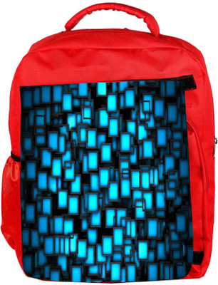 

Snoogg Eco Friendly Canvas Blue Blocks Design Designer Backpack Rucksack School Travel Unisex Casual Canvas Bag Bookbag Satchel 5 L Backpack(Red)