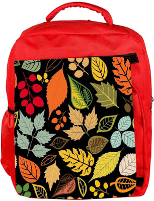 

Snoogg Eco Friendly Canvas Colorful Leaves Black Designer Backpack Rucksack School Travel Unisex Casual Canvas Bag Bookbag Satchel 5 L Backpack(Red)