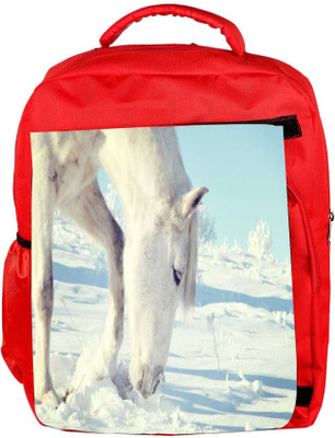 

Snoogg Eco Friendly Canvas White Snow Horse Designer Backpack Rucksack School Travel Unisex Casual Canvas Bag Bookbag Satchel 5 L Backpack(Red)