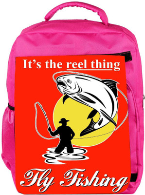 

Snoogg Eco Friendly Canvas Fly Fisherman Catching Trout With Fly Reel Backpack Rucksack School Travel Unisex Casual Canvas Bag Bookbag Satchel 5 L Backpack(Pink)