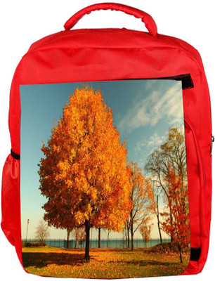 

Snoogg Eco Friendly Canvas Orange Leaves In Trees Designer Backpack Rucksack School Travel Unisex Casual Canvas Bag Bookbag Satchel 5 L Backpack(Red)