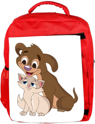 

Snoogg Eco Friendly Canvas Cat Backpack Rucksack School Travel Unisex Casual Canvas Bag Bookbag Satchel 5 L Backpack(Red)