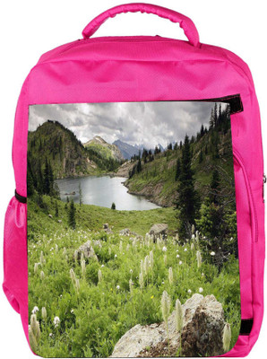 

Snoogg Eco Friendly Canvas White Flowers Designer Backpack Rucksack School Travel Unisex Casual Canvas Bag Bookbag Satchel 5 L Backpack(Pink)