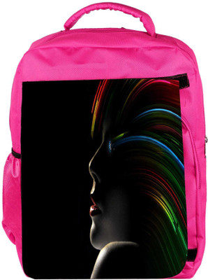 

Snoogg Eco Friendly Canvas Hollywood Girl With Rainbow Hair Designer Backpack Rucksack School Travel Unisex Casual Canvas Bag Bookbag Satchel 5 L Backpack(Pink)