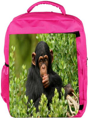 

Snoogg Eco Friendly Canvas Cute Chimpanese Designer Backpack Rucksack School Travel Unisex Casual Canvas Bag Bookbag Satchel 5 L Backpack(Pink)