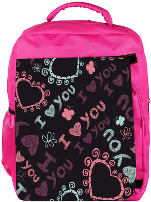 

Snoogg Eco Friendly Canvas I Love You Black Pattern Designer Backpack Rucksack School Travel Unisex Casual Canvas Bag Bookbag Satchel 5 L Backpack(Pink)