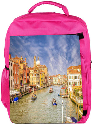 

Snoogg Eco Friendly Canvas Dirty Water Designer Backpack Rucksack School Travel Unisex Casual Canvas Bag Bookbag Satchel 5 L Backpack(Pink)