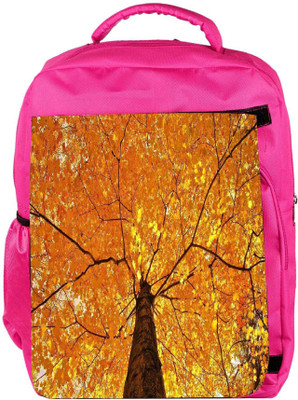 

Snoogg Eco Friendly Canvas Yellow Leaf Tree Designer Backpack Rucksack School Travel Unisex Casual Canvas Bag Bookbag Satchel 5 L Backpack(Pink)