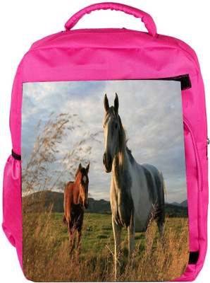 

Snoogg Eco Friendly Canvas Multicolor Horse Designer Backpack Rucksack School Travel Unisex Casual Canvas Bag Bookbag Satchel 5 L Backpack(Pink)