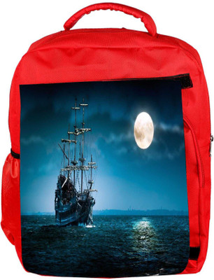 

Snoogg Eco Friendly Canvas Cool Ship In Sea Designer Backpack Rucksack School Travel Unisex Casual Canvas Bag Bookbag Satchel 5 L Backpack(Red)