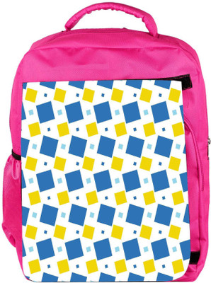 

Snoogg Eco Friendly Canvas Blue And Yellow Blocks Designer Backpack Rucksack School Travel Unisex Casual Canvas Bag Bookbag Satchel 5 L Backpack(Pink)
