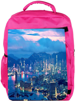

Snoogg Eco Friendly Canvas Multicolor Building Designer Backpack Rucksack School Travel Unisex Casual Canvas Bag Bookbag Satchel 5 L Backpack(Pink)