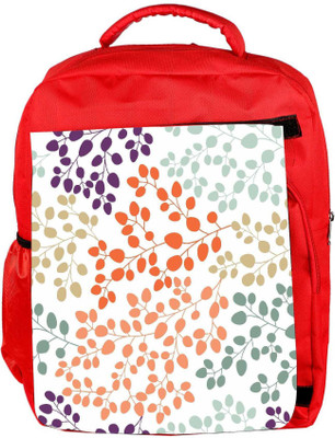 

Snoogg Eco Friendly Canvas Mixed Color Leaves Designer Backpack Rucksack School Travel Unisex Casual Canvas Bag Bookbag Satchel 5 L Backpack(Red)