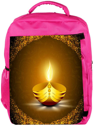 

Snoogg Eco Friendly Canvas Greeting Card For Diwali Celebration In India Backpack Rucksack School Travel Unisex Casual Canvas Bag Bookbag Satchel 5 L Backpack(Pink)