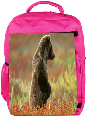 

Snoogg Eco Friendly Canvas Bear Watching Designer Backpack Rucksack School Travel Unisex Casual Canvas Bag Bookbag Satchel 5 L Backpack(Pink)