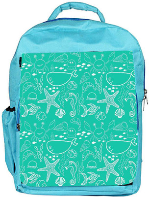

Snoogg Eco Friendly Canvas White Fish Green Pattern Designer Backpack Rucksack School Travel Unisex Casual Canvas Bag Bookbag Satchel 5 L Backpack(Blue)