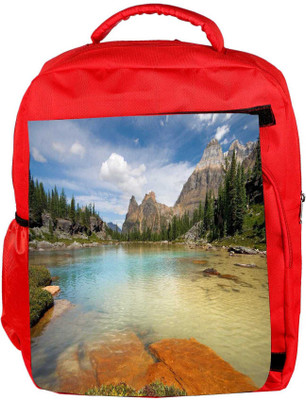 

Snoogg Eco Friendly Canvas Rocks In The Lake Designer Backpack Rucksack School Travel Unisex Casual Canvas Bag Bookbag Satchel 5 L Backpack(Red)