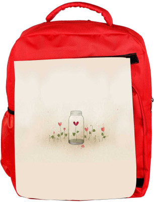 

Snoogg Eco Friendly Canvas Bottles And Flowers Backpack Rucksack School Travel Unisex Casual Canvas Bag Bookbag Satchel 5 L Backpack(Red)