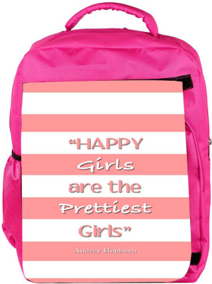 

Snoogg Eco Friendly Canvas Happy Girls Are The Prettiest Girls Backpack Rucksack School Travel Unisex Casual Canvas Bag Bookbag Satchel 5 L Backpack(Pink)