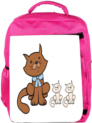 

Snoogg Eco Friendly Canvas Cute Cartoon Cat With Kittens Vector Cartoon Illustration Backpack Rucksack School Travel Unisex Casual Canvas Bag Bookbag Satchel 5 L Backpack(Pink)