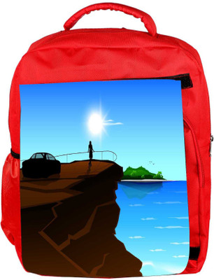 

Snoogg Eco Friendly Canvas Abstract Summer Background Backpack Rucksack School Travel Unisex Casual Canvas Bag Bookbag Satchel 5 L Backpack(Red)