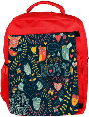 

Snoogg Eco Friendly Canvas Love Green Pattern Designer Backpack Rucksack School Travel Unisex Casual Canvas Bag Bookbag Satchel 5 L Backpack(Red)