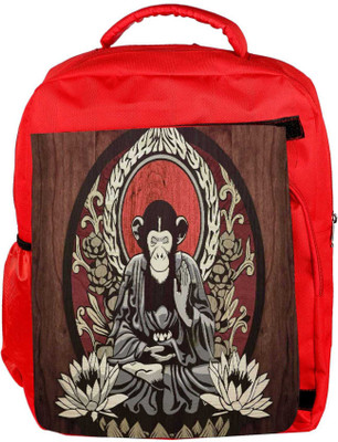 

Snoogg Eco Friendly Canvas Meditating Monkey 2656 Backpack Rucksack School Travel Unisex Casual Canvas Bag Bookbag Satchel 5 L Backpack(Red)
