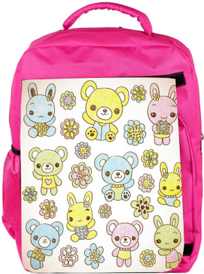 

Snoogg Eco Friendly Canvas Hand Drawn Teddy Bear Backpack Rucksack School Travel Unisex Casual Canvas Bag Bookbag Satchel 5 L Backpack(Pink)