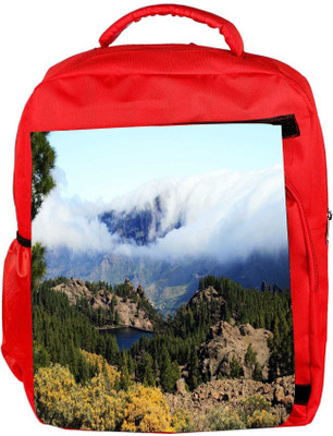 

Snoogg Eco Friendly Canvas Cloudy Mountain Designer Backpack Rucksack School Travel Unisex Casual Canvas Bag Bookbag Satchel 5 L Backpack(Red)