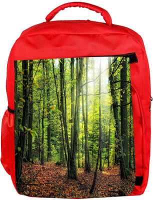 

Snoogg Eco Friendly Canvas Green Forest Designer Backpack Rucksack School Travel Unisex Casual Canvas Bag Bookbag Satchel 5 L Backpack(Red)