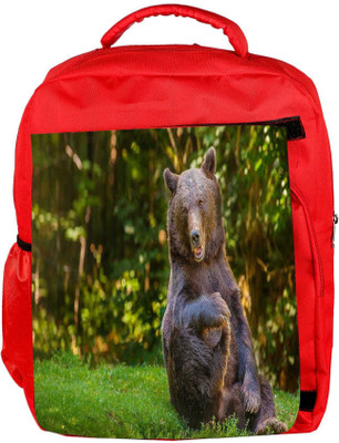 

Snoogg Eco Friendly Canvas Laughing Bear Designer Backpack Rucksack School Travel Unisex Casual Canvas Bag Bookbag Satchel 5 L Backpack(Red)