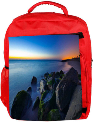 

Snoogg Eco Friendly Canvas Nite Beach View Designer Backpack Rucksack School Travel Unisex Casual Canvas Bag Bookbag Satchel 5 L Backpack(Red)