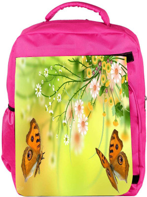 

Snoogg Eco Friendly Canvas Butterfly Around The Summer 2601 Backpack Rucksack School Travel Unisex Casual Canvas Bag Bookbag Satchel 5 L Backpack(Pink)