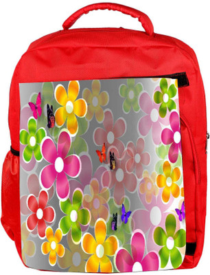 

Snoogg Eco Friendly Canvas Multicolored Daisies And Butterflies 2663 Backpack Rucksack School Travel Unisex Casual Canvas Bag Bookbag Satchel 5 L Backpack(Red)