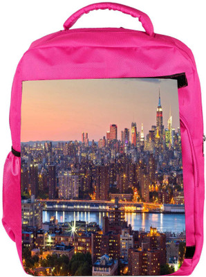 

Snoogg Eco Friendly Canvas Colorful Shades Of City Designer Backpack Rucksack School Travel Unisex Casual Canvas Bag Bookbag Satchel 5 L Backpack(Pink)