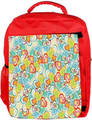 

Snoogg Eco Friendly Canvas Abstract Multicolor Hearts Designer Backpack Rucksack School Travel Unisex Casual Canvas Bag Bookbag Satchel 5 L Backpack(Red)