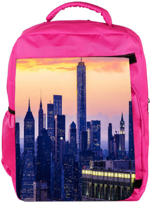 

Snoogg Eco Friendly Canvas Buildings At Night Designer Backpack Rucksack School Travel Unisex Casual Canvas Bag Bookbag Satchel 5 L Backpack(Pink)