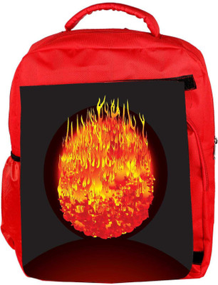 

Snoogg Eco Friendly Canvas Burning Planet Vector Backpack Rucksack School Travel Unisex Casual Canvas Bag Bookbag Satchel 5 L Backpack(Red)