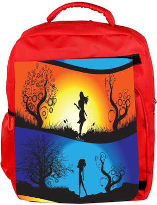 

Snoogg Eco Friendly Canvas Abstract Illustration Backpack Rucksack School Travel Unisex Casual Canvas Bag Bookbag Satchel 5 L Backpack(Red)