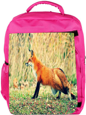 

Snoogg Eco Friendly Canvas Looking Fox Designer Backpack Rucksack School Travel Unisex Casual Canvas Bag Bookbag Satchel 5 L Backpack(Pink)