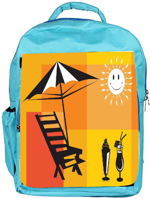 

Snoogg Eco Friendly Canvas Summer Holiday With Palm Tree And Parasol On The Beach Series 7 Backpack Rucksack School Travel Unisex Casual Canvas Bag Bookbag Satchel 5 L Backpack(Blue)