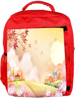 

Snoogg Eco Friendly Canvas Colorful Town 2609 Backpack Rucksack School Travel Unisex Casual Canvas Bag Bookbag Satchel 5 L Backpack(Red)