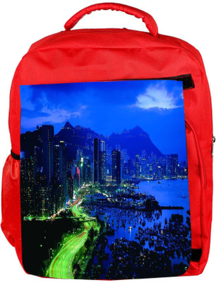 

Snoogg Eco Friendly Canvas City At Night Designer Backpack Rucksack School Travel Unisex Casual Canvas Bag Bookbag Satchel 5 L Backpack(Red)