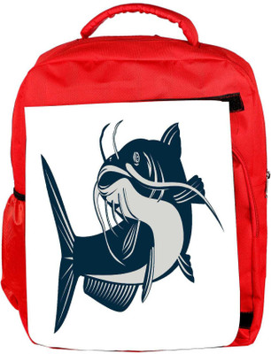 

Snoogg Eco Friendly Canvas Catfish Jumping Backpack Rucksack School Travel Unisex Casual Canvas Bag Bookbag Satchel 5 L Backpack(Red)
