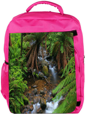 

Snoogg Eco Friendly Canvas Water Flowing Through The Jungle Designer Backpack Rucksack School Travel Unisex Casual Canvas Bag Bookbag Satchel 5 L Backpack(Pink)
